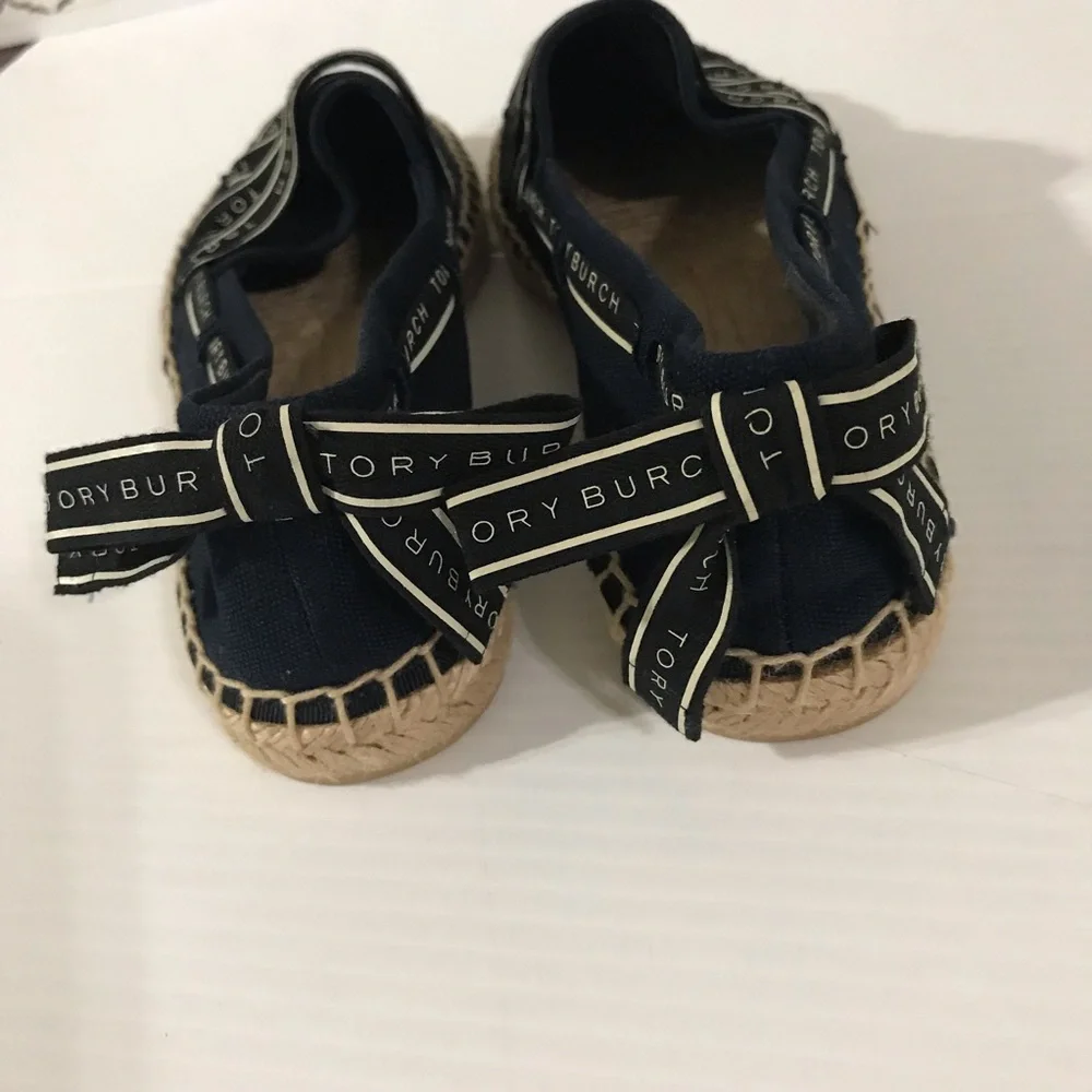 Tory Burch Navy Espadrille Slip-On Flat Size 7-EUC